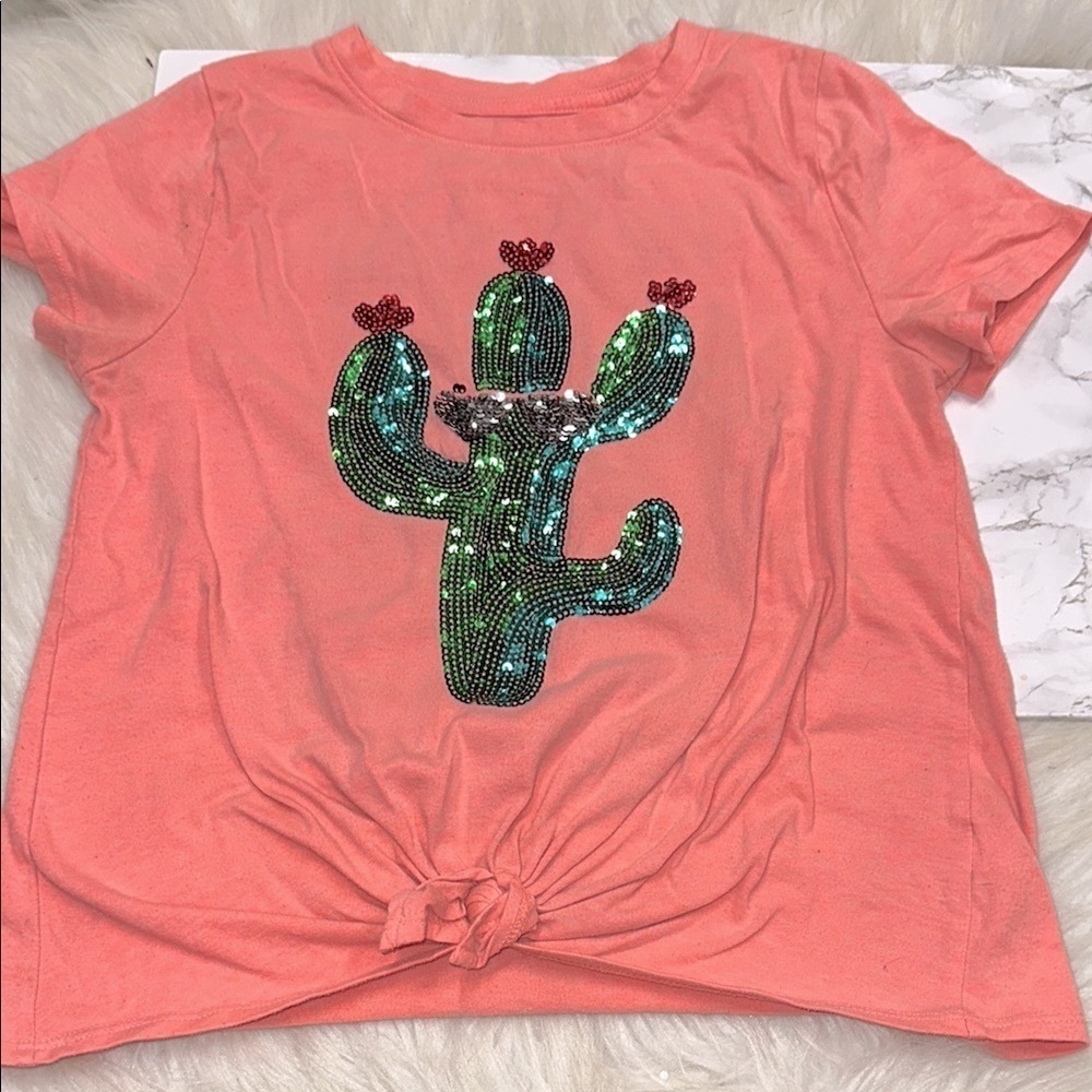 Wonder nation girls Cactus Sequin T-Shirt size 10-12 - Picture 2 of 5